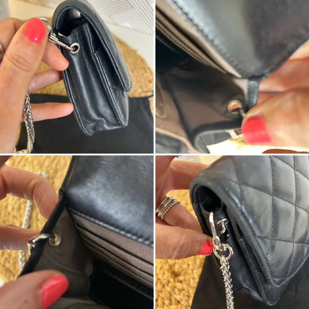 Chanel Black Quilted wallet on a chain(WOC)-black and silver - Picture 15 of 17